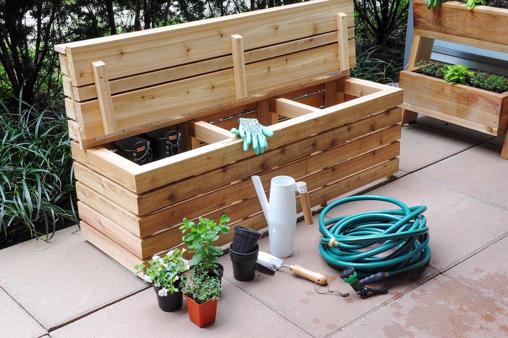 diy storage bench project made of cedar